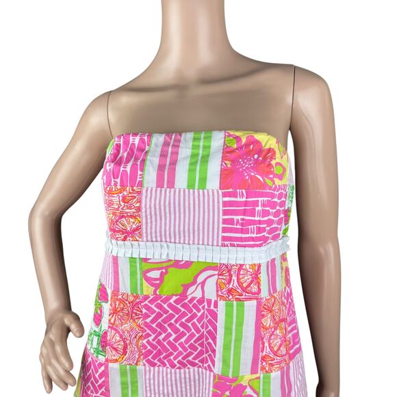 Lilly Pulitzer Bowen Buy Local Fruit Patchwork Strapless Dress 8 - Picture 13 of 13